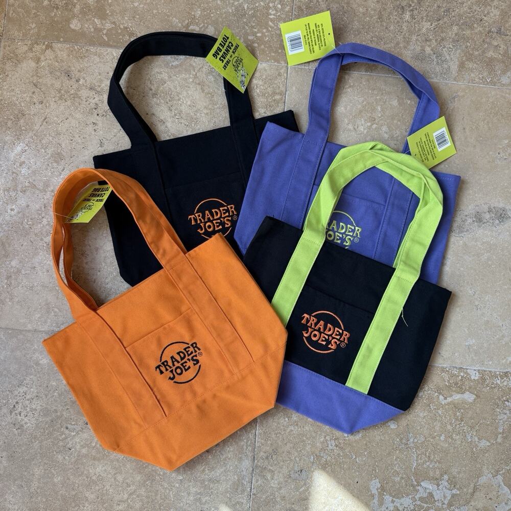 Trader Joe's Mini Halloween Canvas Tote Bag Set Of 4 RARE LIMITED New - In Hand
